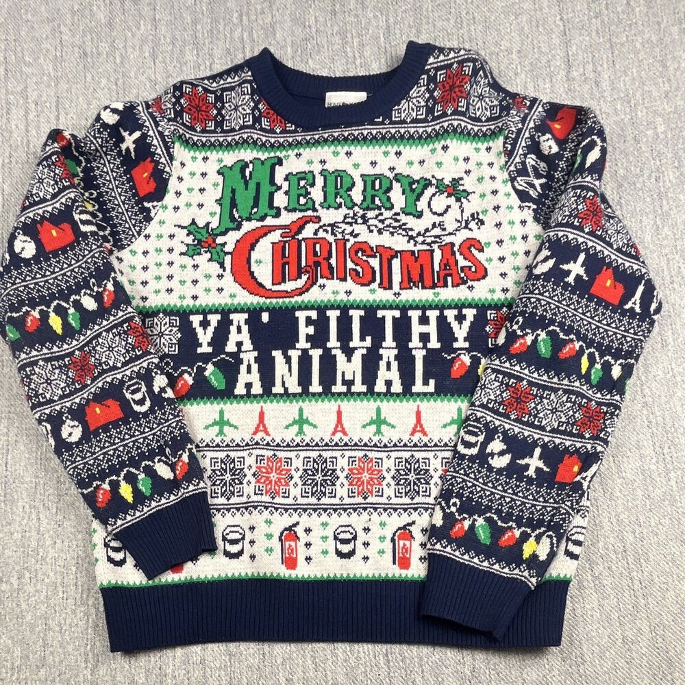 Home Alone Ugly Christmas Sweater Mens M Filthy Animal Fair Isle Hot Topic Knit